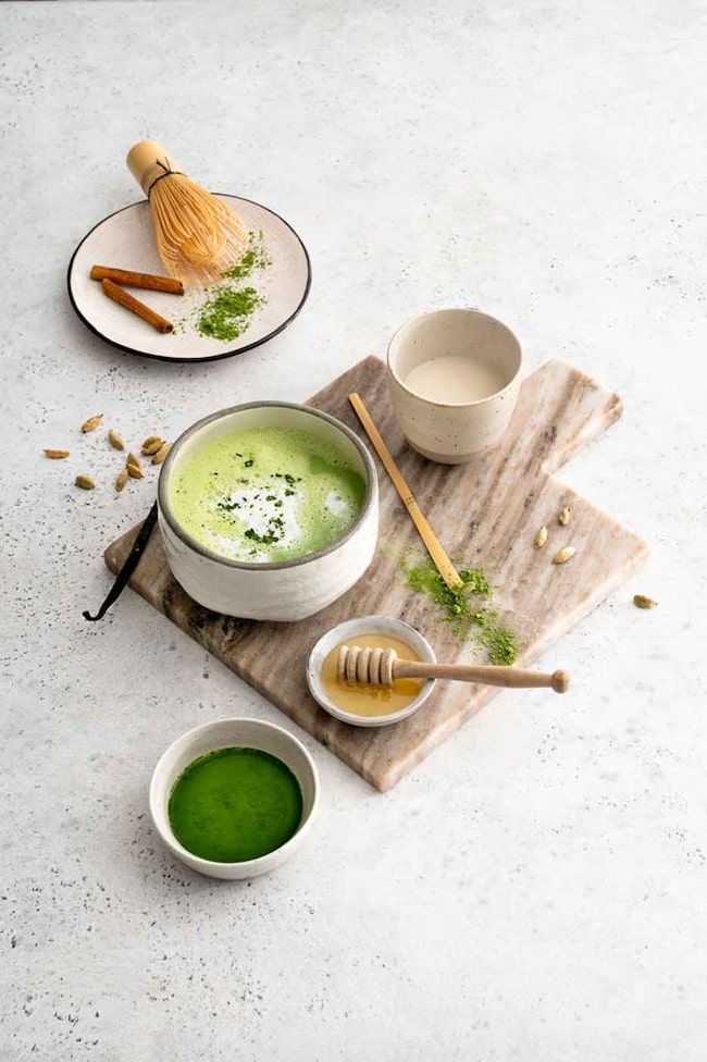 Grießpudding mit Matcha