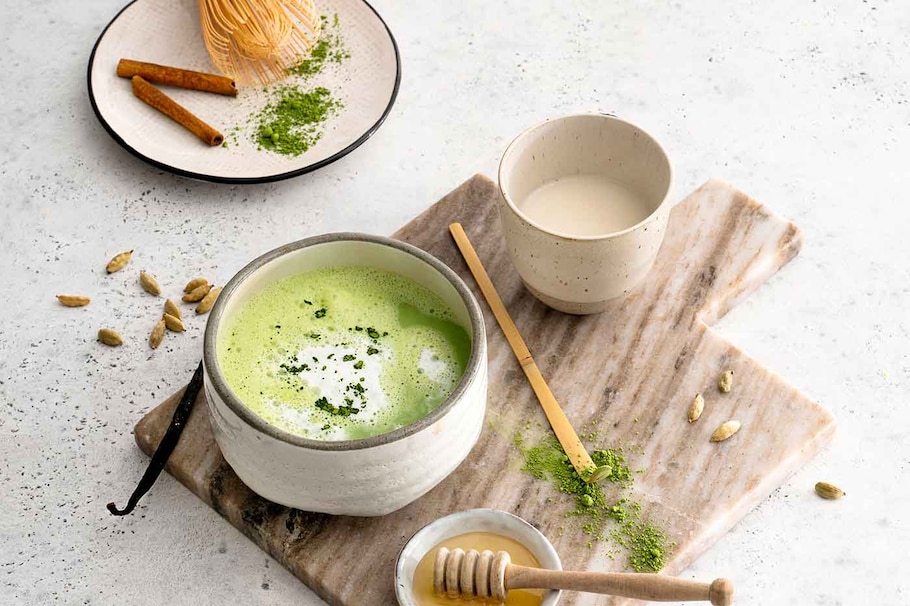 Grießpudding mit Matcha