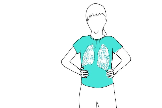 Illustration Figur und Lungenflügel