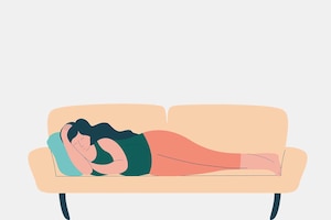 Frau schläft auf Couch Illustration