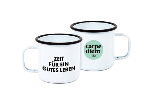 carpe diem Emailletasse Blog Abo Geschenk