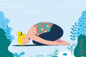 Illustration Frau Yoga Kindsstellung