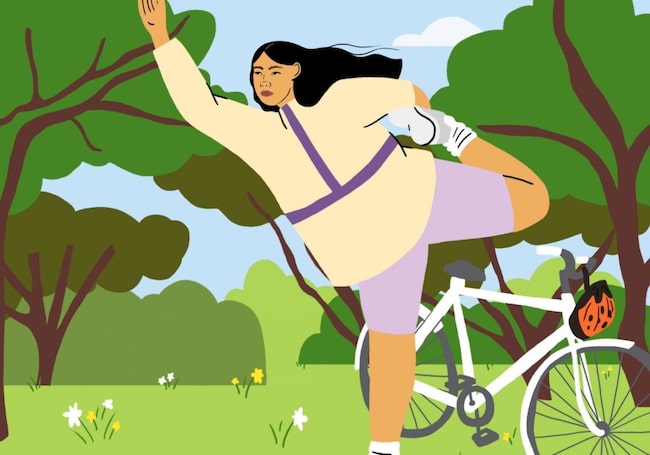 Yogaübung für Radfahrer: Der Tänzer