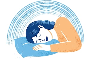 Schlaf gut: Illustration einer schlafenden Frau