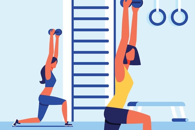 Zwei Frauen im Fitnesscenter, Illustration