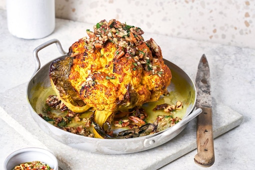 Karfiol überbacken, Pekannüsse, Relish, Hauptspeise, vegetarisch, carpe diem-Rezepte