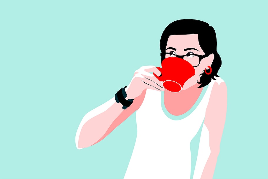 Illustration Frau trinkt Tee
