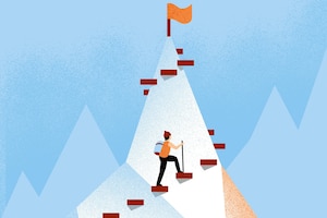 Illustration von Mann beim Bergsteigen