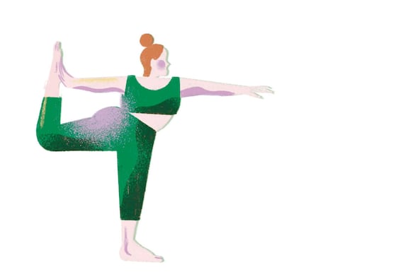 Illustration, Frau, Yoga, Yoga Position: Der Tänzer