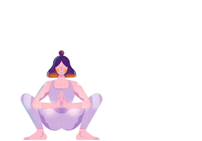 Illustration, Frau, Yoga, Tiefe Hocke