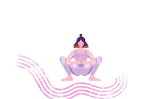 Illustration, Frau, Yoga, Dehnungshocke