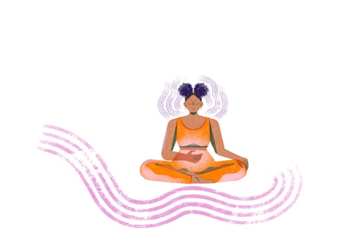 Illustration, Frau, Yoga, Yoga Postion: Lotussitz