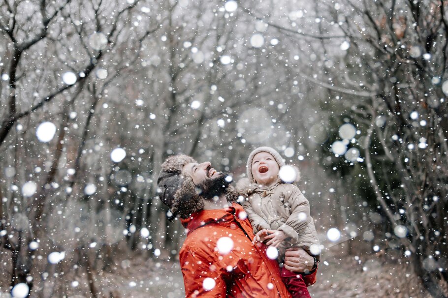 Winter, Baby, Mann, Schnee, Wald