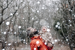 Winter, Baby, Mann, Schnee, Wald