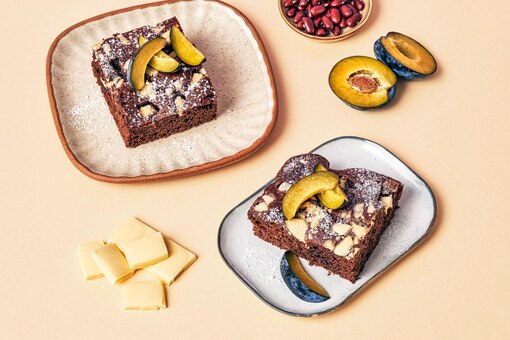 Brownies, Zwetschken, weisse Schokolade, rote Bohnen, Kidneybohnen, Rote-Bohnen-Brownies, Rezept, Nachspeise, Kuchen, carpe diem