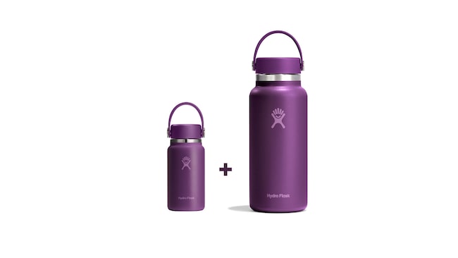 Hydro Flask Beachplum Purple Bundle bestehend aus 200 ml Micro Bottle und 32 oz Flex Cap Bottle