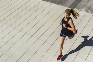 Frau, Laufen, Jogging, Sport, draußen, Stadt