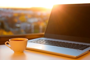 Laptop, Sonne, Kaffee, Hitze