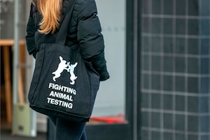 Tasche, Fighting Animal Testing, Straße, Frau