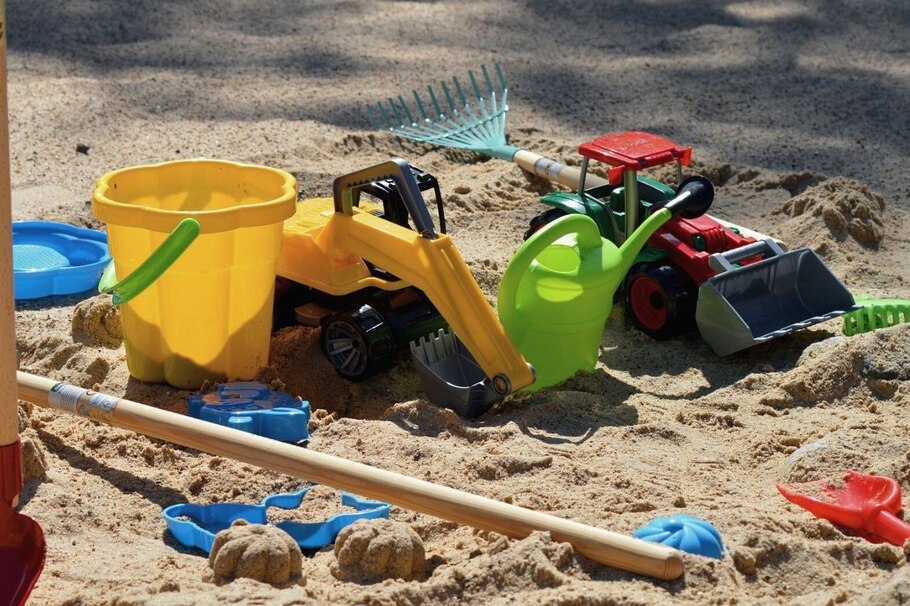 Spielzeug, Sandkiste, Bagger, Schaufel, Eimer