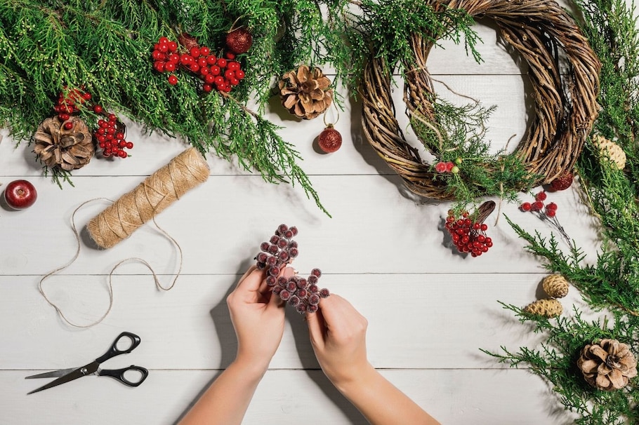 Weihnachten, nachhaltig, Zero Waste, Adventkranz, natürliche Deko