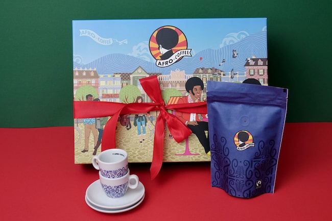 Afro Coffee, Kaffee, Espressotassen, Geschenkbox