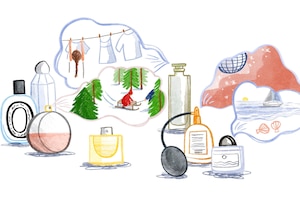 Illustration, Parfum, Düfte, Duftzerstäuber, Gerüche, frische Wäsche, Meeresduft, Waldduft, Ode an die Düfte, carpe diem