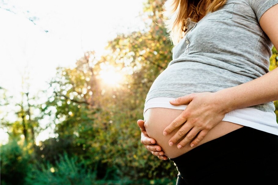 Babybauch, Frau, Hände, Natur