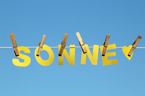 Sonne, Buchstaben, Schriftzug, grafisch, Wäscheleine