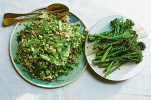 Gericht, vegetarisch, Bohnen, Bulgur, Brokkoli