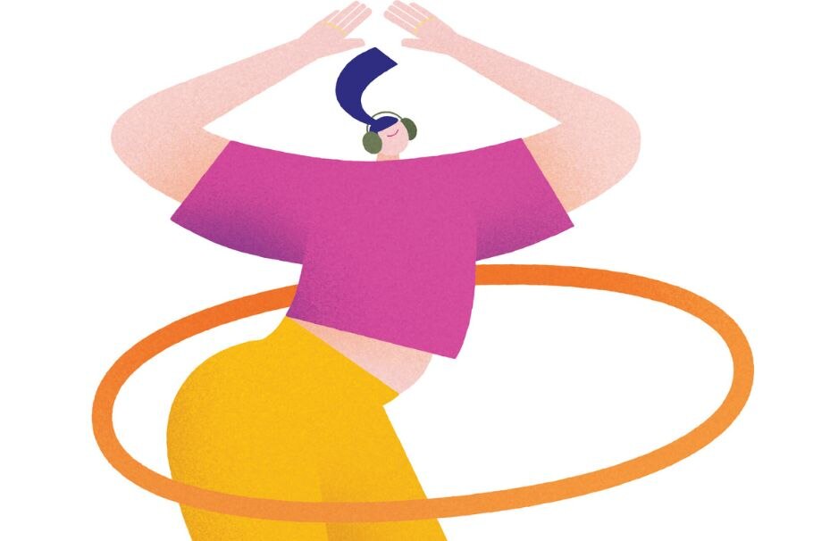 Illustrierte Frau mit Hula Hoop Reifen