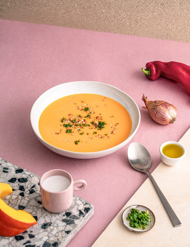 Reissuppe mit Kokosmilch und Süßkartoffeln