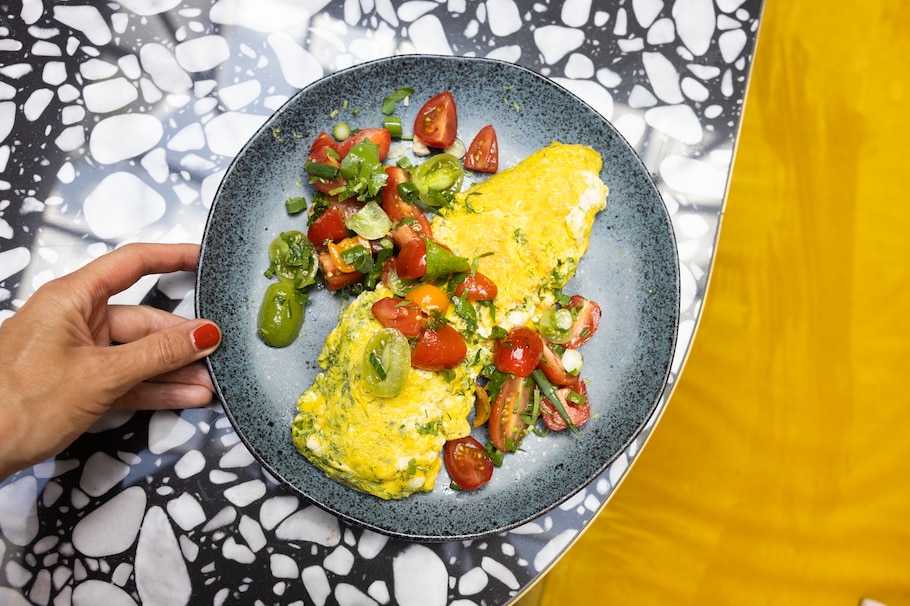 satt & selig Podcast carpe diem&flora Parvin Razavi Rezept Omelette mit Fetakäse und Dill