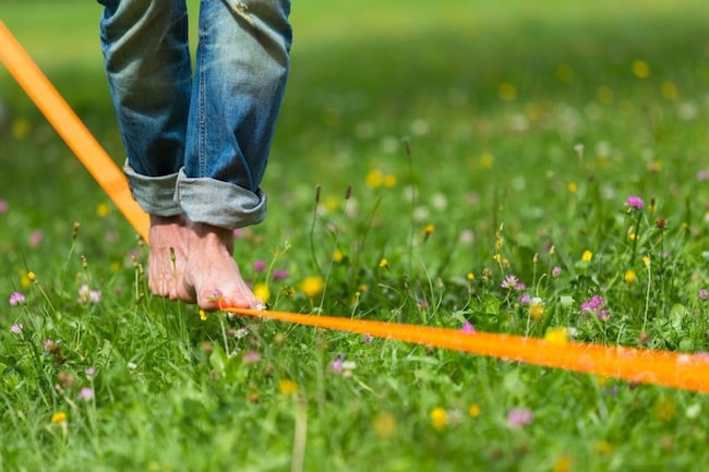 Slackline, Wiese